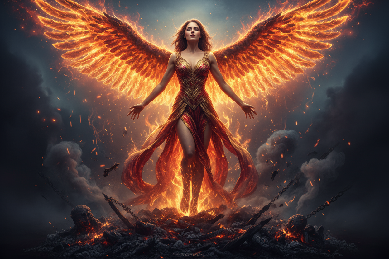 Phoenix woman rising from the ashes after betrayal