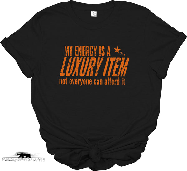 Green t-shirt with orange text on a white background