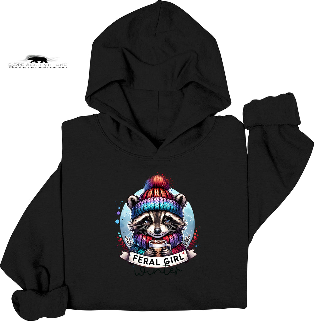 ❄️ Feral Winter Girl Raccoon Hoodie | Girls Will Be Girls Collection | Dope Soul Village