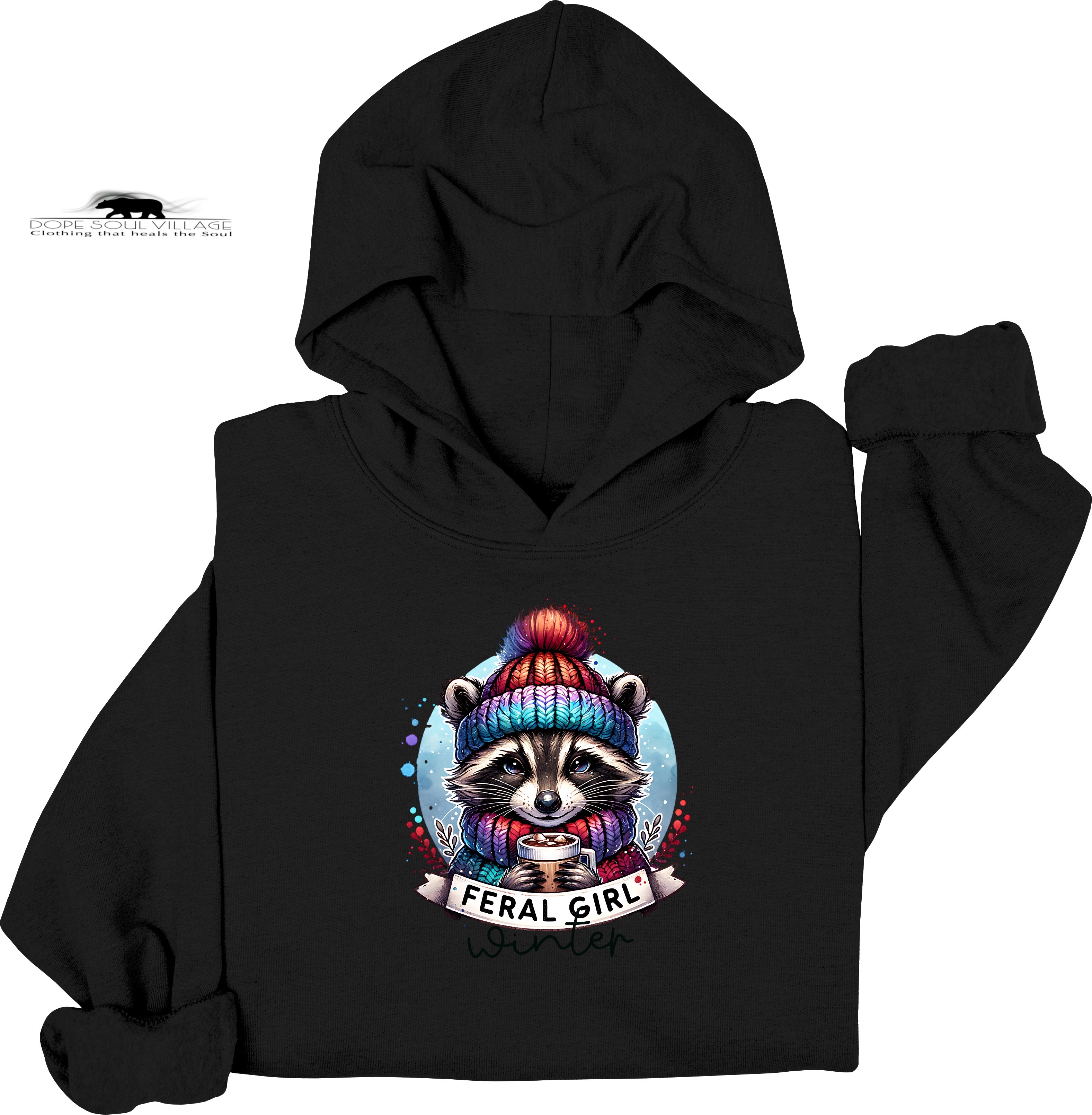 ❄️ Feral Winter Girl Raccoon Hoodie | Girls Will Be Girls Collection | Dope Soul Village