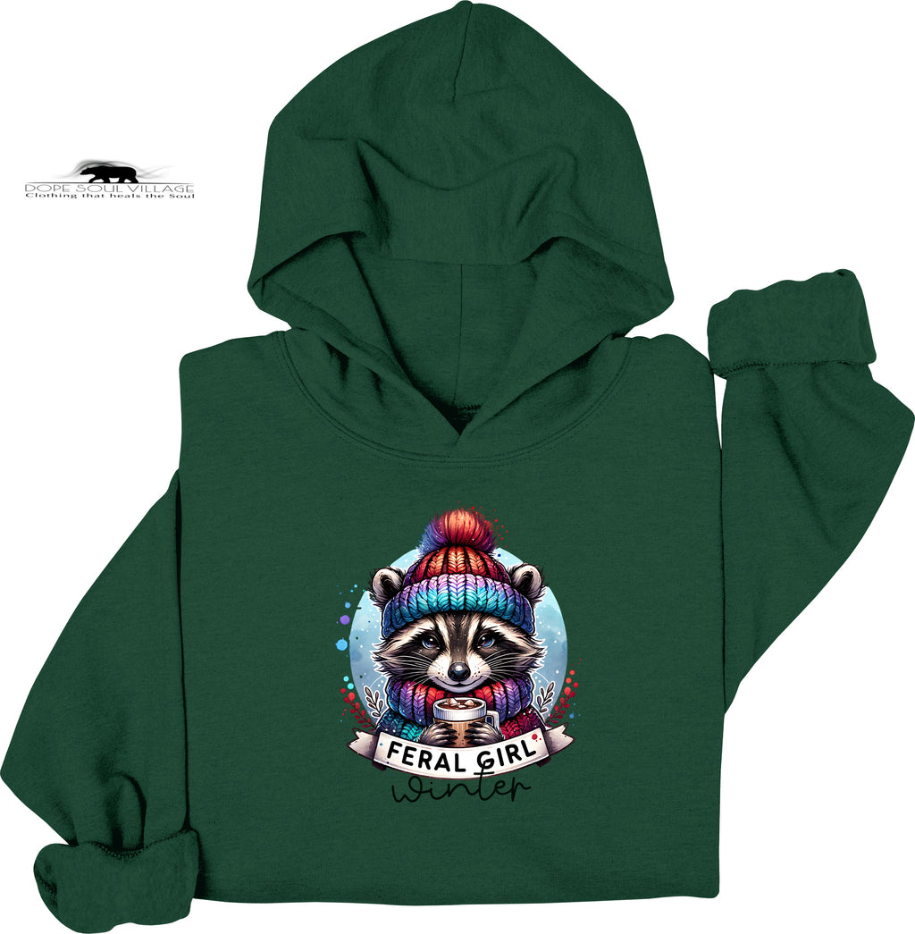 ❄️ Feral Winter Girl Raccoon Hoodie | Girls Will Be Girls Collection | Dope Soul Village