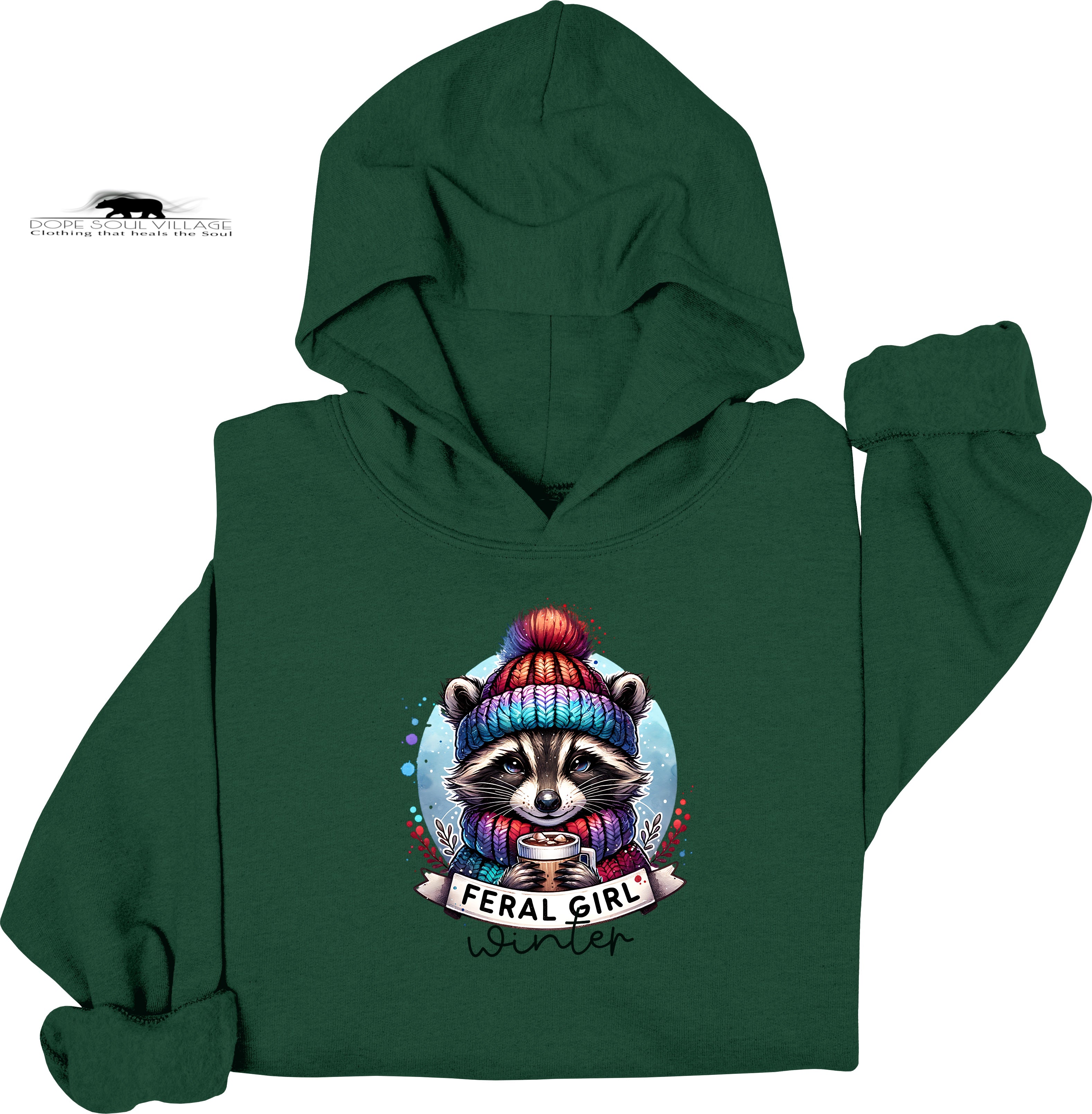 ❄️ Feral Winter Girl Raccoon Hoodie | Girls Will Be Girls Collection | Dope Soul Village
