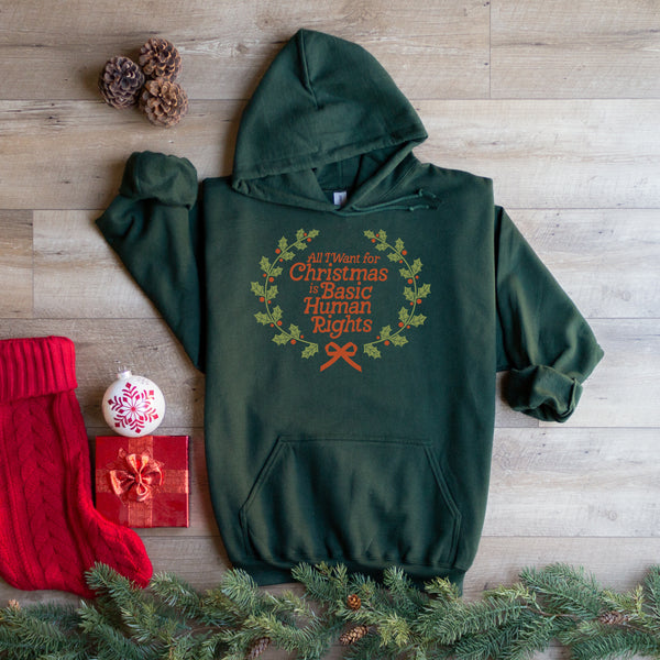 Unisex order green boho Christmas cropped fleece hoodie