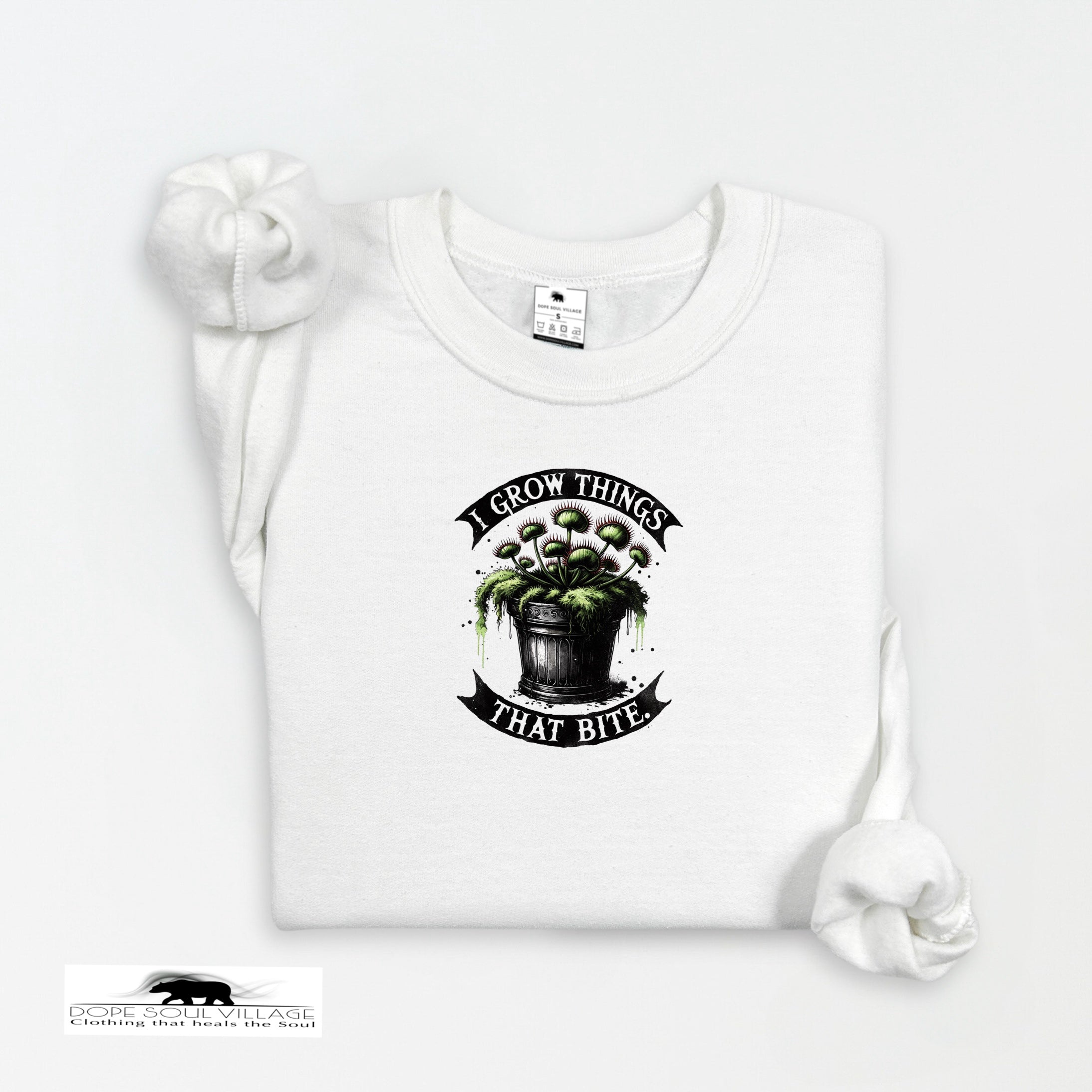 White t-shirt with a graphic design on a white background