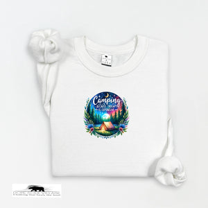 White t-shirt with a colorful graphic design on a white background
