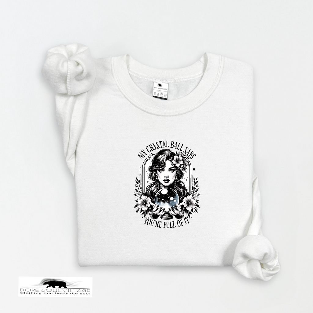 White t-shirt with black graphic design on a white background