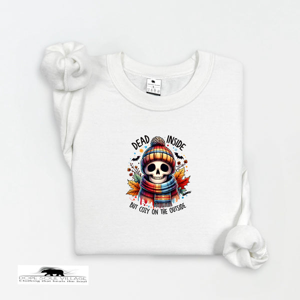 White t-shirt with a colorful skull design and text on a white background