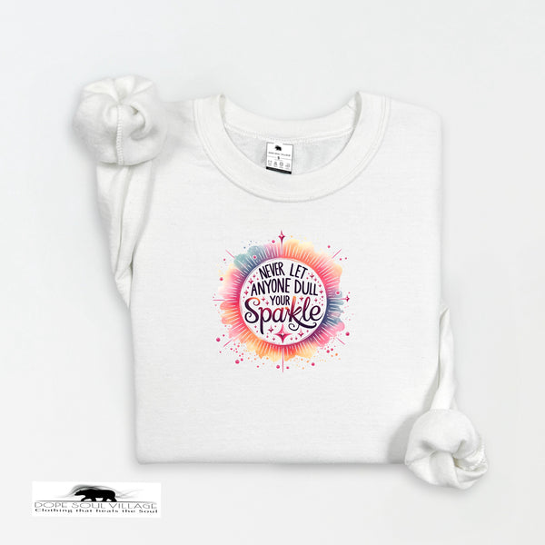 White t-shirt with colorful graphic and text on a white background