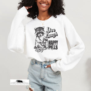 Live Laugh Happy Pills | Humour sweatshirt | Dope Soul Village UK small business women owned feminist