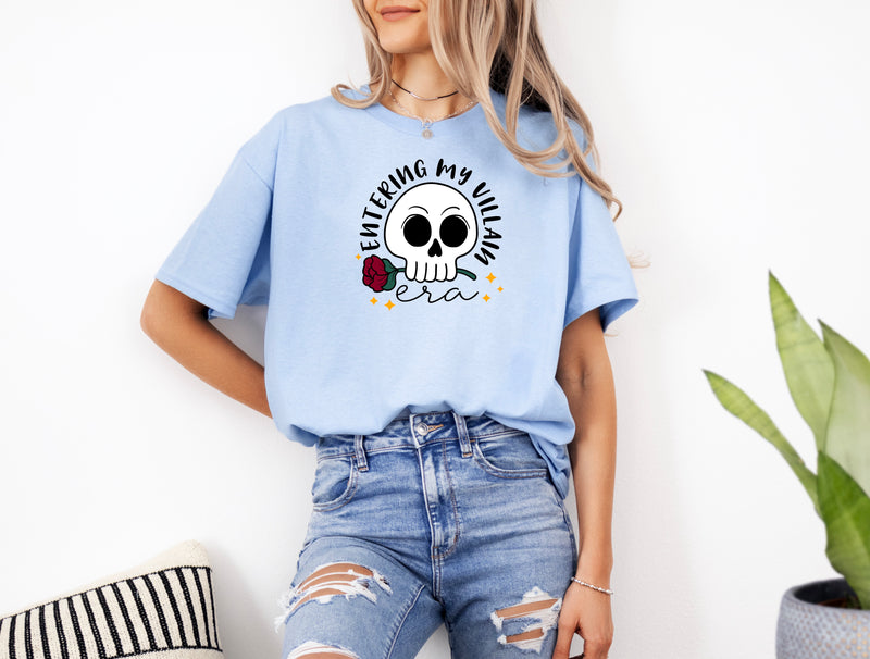 ENTERING MY VILLAIN ERA | SKULL WITH FLOWER Unisex T-shirt | Dope Soul Village