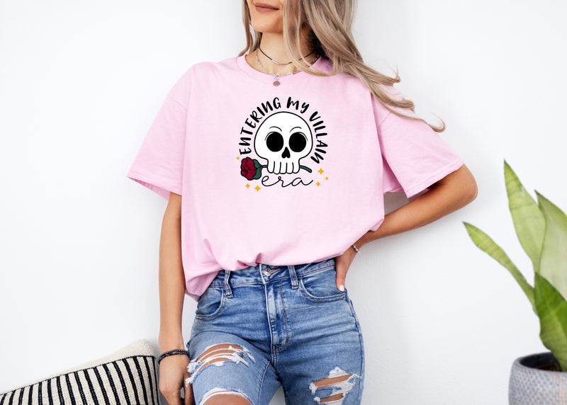 ENTERING MY VILLAIN ERA | SKULL WITH FLOWER Unisex T-shirt | Dope Soul Village