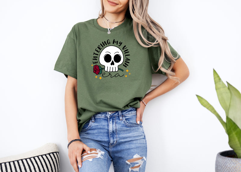 ENTERING MY VILLAIN ERA | SKULL WITH FLOWER Unisex T-shirt | Dope Soul Village