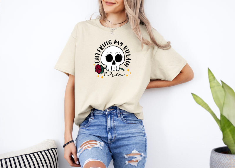 ENTERING MY VILLAIN ERA | SKULL WITH FLOWER Unisex T-shirt | Dope Soul Village