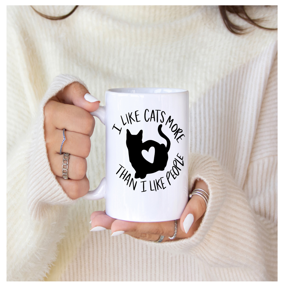 ' I like Cats more than I like People' | 11oz Cat lover Coffee Mug | Dope Soul Village