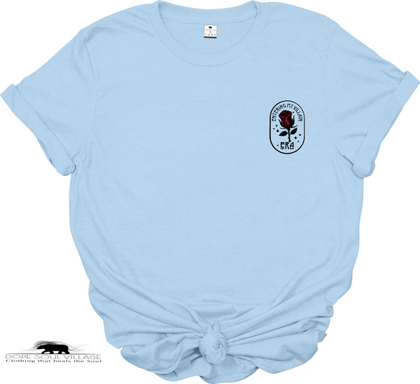 Light blue t-shirt with a logo on the chest against a white background