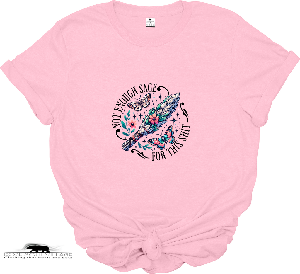Pink t-shirt with a graphic design and text on a white background