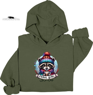 ❄️ Feral Winter Girl Raccoon Hoodie | Girls Will Be Girls Collection | Dope Soul Village