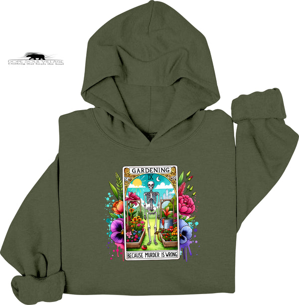 🌱 Gardening Because Murder Is Wrong Tarot Hoodie | Dope Soul Village