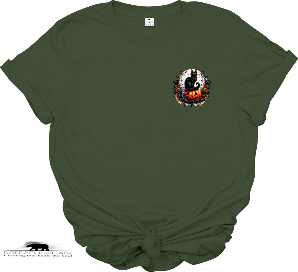 🐈⬛🎃 Mystical Black Cat on Pumpkin | Witchy T-Shirt | Dope Soul Village