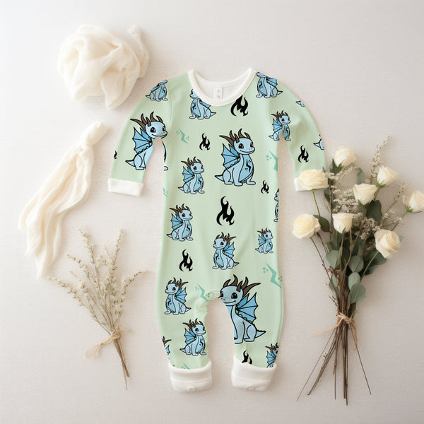 Cute Green Dragon- Sensory Smart © All-in-one Nightwear | Dope Soul Village