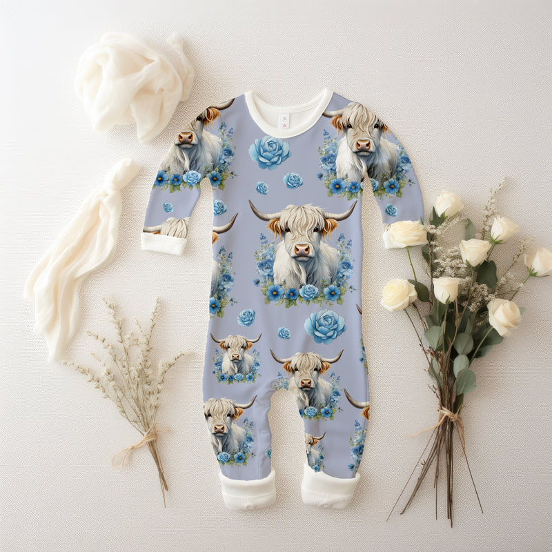 Highland Cow Blue -  Sensory Smart © All-in-one Nightwear | Dope Soul Village