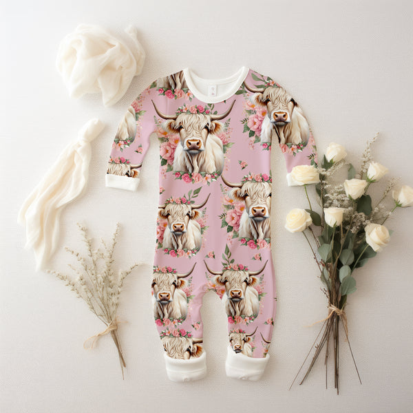 Highland Cow Pink - Sensory Smart © All-in-one Nightwear | Dope Soul Village