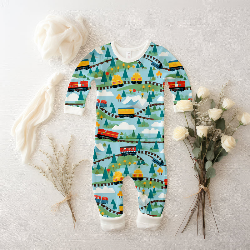 Train & Tracks Blue  - Sensory Smart Nightwear | Dope Soul Village