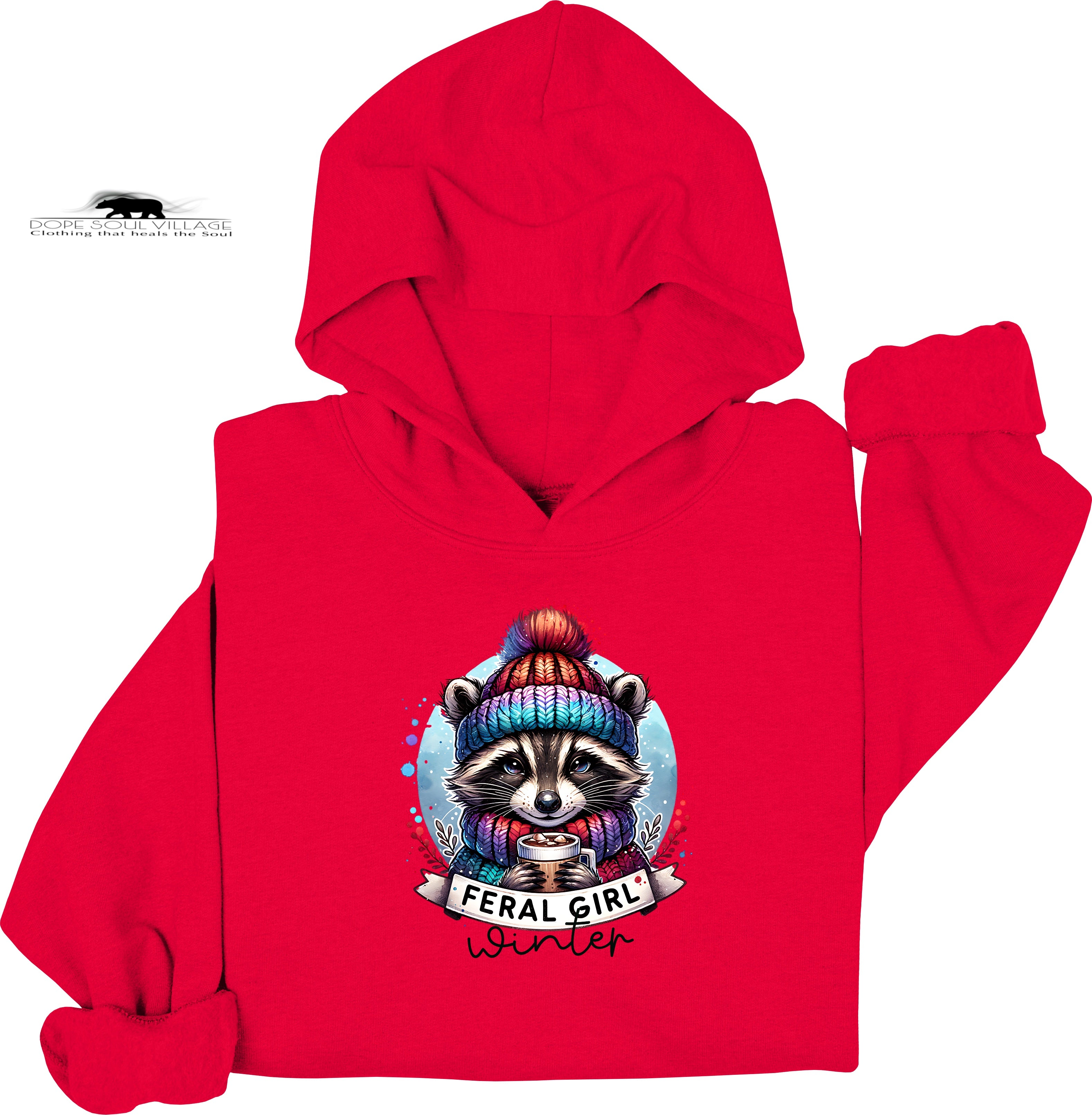 ❄️ Feral Winter Girl Raccoon Hoodie | Girls Will Be Girls Collection | Dope Soul Village
