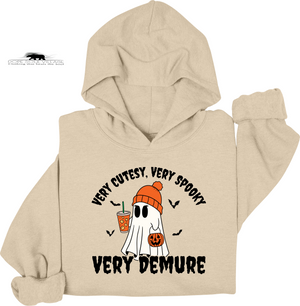 Beige hoodie with Halloween-themed graphic and text on a white background dope soul village