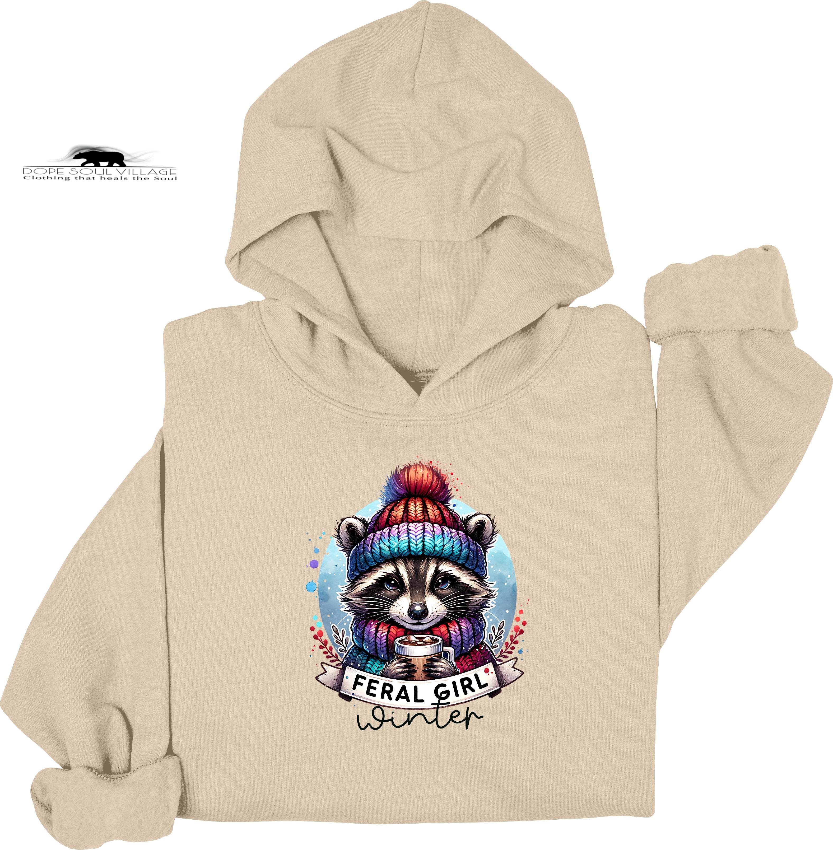 ❄️ Feral Winter Girl Raccoon Hoodie | Girls Will Be Girls Collection | Dope Soul Village