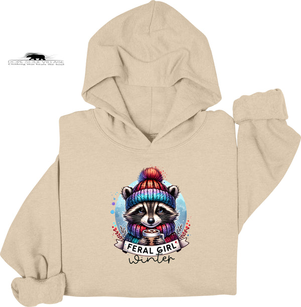 ❄️ Feral Winter Girl Raccoon Hoodie | Girls Will Be Girls Collection | Dope Soul Village