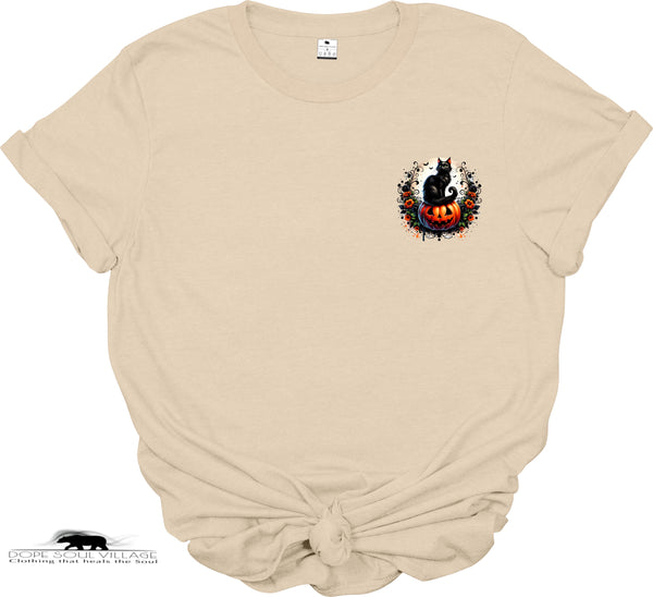 🐈⬛🎃 Mystical Black Cat on Pumpkin | Witchy T-Shirt | Dope Soul Village