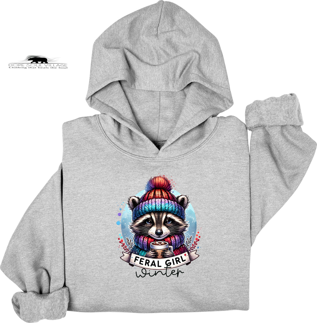 ❄️ Feral Winter Girl Raccoon Hoodie | Girls Will Be Girls Collection | Dope Soul Village