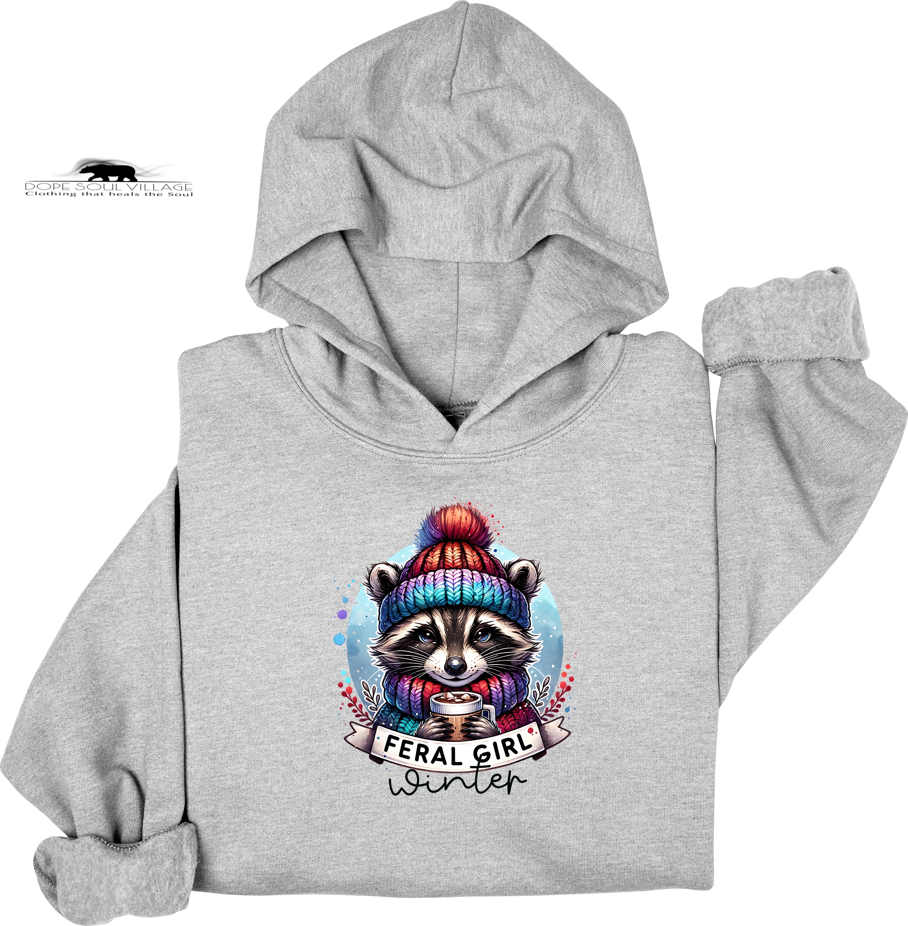 ❄️ Feral Winter Girl Raccoon Hoodie | Girls Will Be Girls Collection | Dope Soul Village
