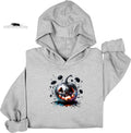Gray hoodie with a colorful disco ball pumpkin design on a white background