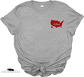 Gray t-shirt with a red 'Gilead map design on a white background