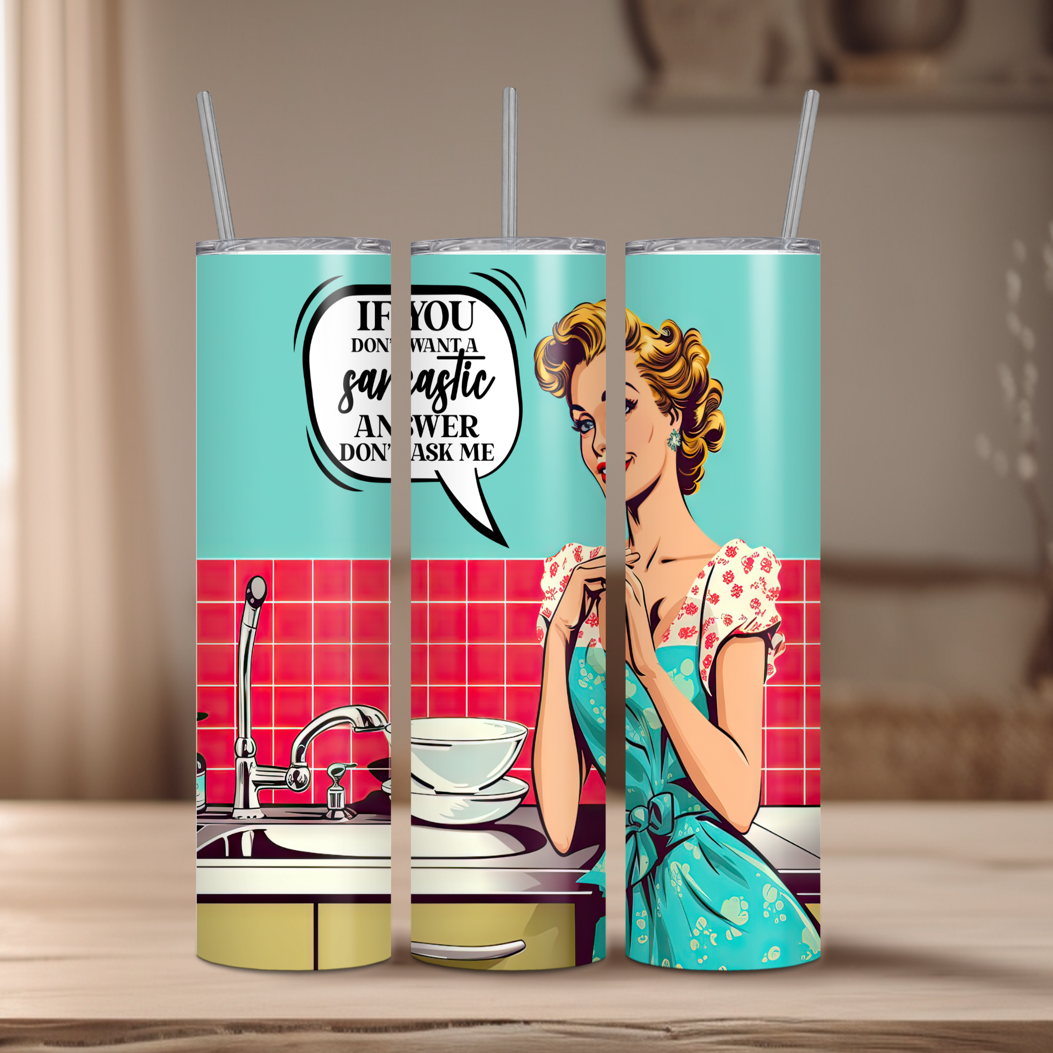 ' 1950 TradWife Sarcasm' Various  20 oz Tumbler | Dope Soul Village. UK based feminist small business